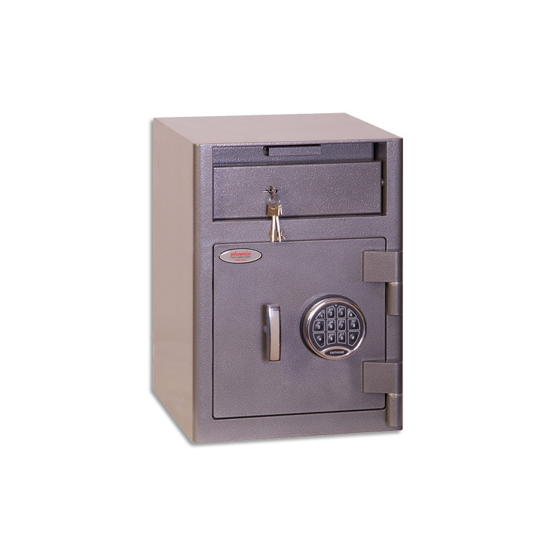 PHOENIX Coffre de dépôt gris chargement avant électronique 47 litres 44,8x32,3cm 54kg avec fente de dépôt