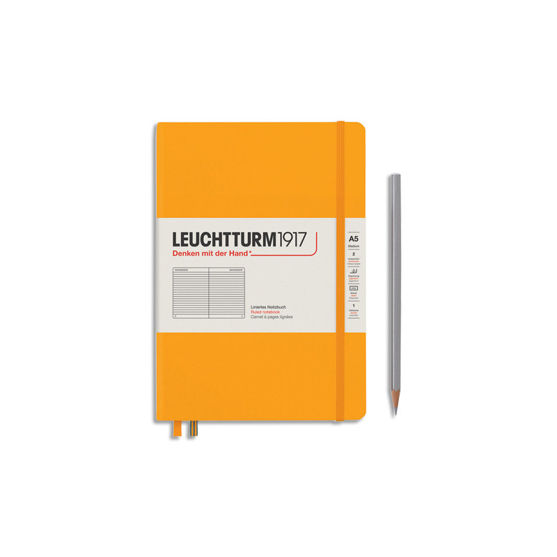 LEUCHTTURM 1917 Carnet rigide 14,8x21cm 251 pages lignées numérotées. Coloris Orange