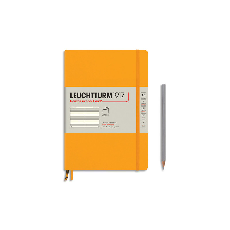 LEUCHTTURM 1917 Carnet souple 14,8x21cm 123 pages lignées numérotées. Coloris Orange