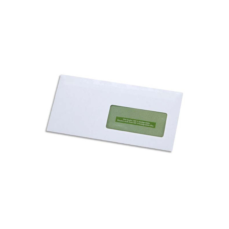 GPV Boîte de 500 enveloppes recyclées extra Blanches Erapure, format DL 110x220mm fenêtre 45x100mm 80g