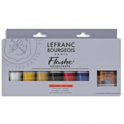 LEFRANC & BOURGEOIS Coffret 6 tubes peinture vinylique extra fine ''Flashe'' + vernis liquide mat 120ml