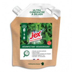 JEX Recharge concentrée à diluer. Désinfecte, nettoie, parfume les sols et surfaces. Parfum forêt landes