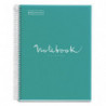 MIQUELRIUS Cahier polypropylène spirale EMOTION 21x29,7cm 160 pages 90g 5x5. Coloris turquoise