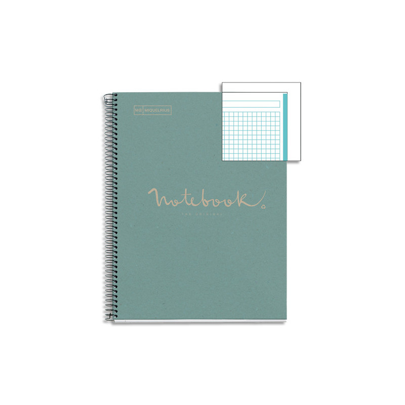 MIQUELRIUS Cahier carte spirale ECO EMOTION 21x29,7cm 160 pages 80g 5x5. Coloris bleu