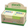 STICK'N Lot de 12 blocs de 100 feuilles recyclés repositionnables. 76x76 mm. Couleurs pastels.