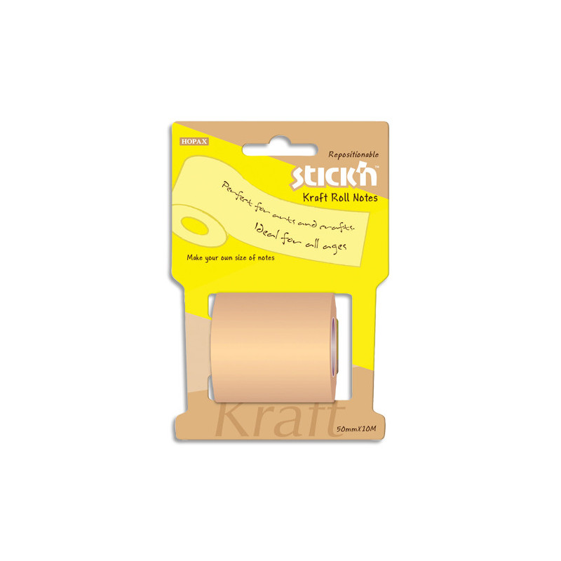 STICK'N Recharge de note repositionnable en rouleau en papier Kraft. 50 mm x 10 m.