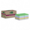 POST-IT Lot de 12 blocs notes Super Sticky Recyclées 47,6x47,6 mm. Couleurs assortis.