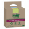 POST-IT Lot de 3 blocs notes Super Sticky Recyclées 76x76 mm. Couleurs assortis.