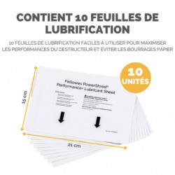 FELLOWES Paquet de 10 feuilles lubrifiées pour destucteurs à base d'huile végétale 4025601