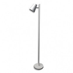 UNILUX Lampadaire led SPOTY finition blanc mat. Tête orientable. 30 000h, 3000K. H 160 cm, Base Ø 25 cm.