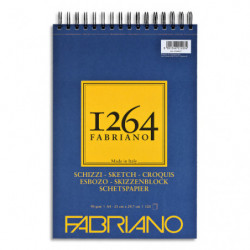 FABRIANO Bloc 1264 papier croquis. 120 feuilles A4. Papier blanc ivoire 90 g/m². Spirale sur la largeur