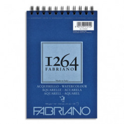 FABRIANO Bloc 1264 Aquarelle. 20 feuilles A5. Papier blanc naturel satiné 300g. Spirale sur la largeur