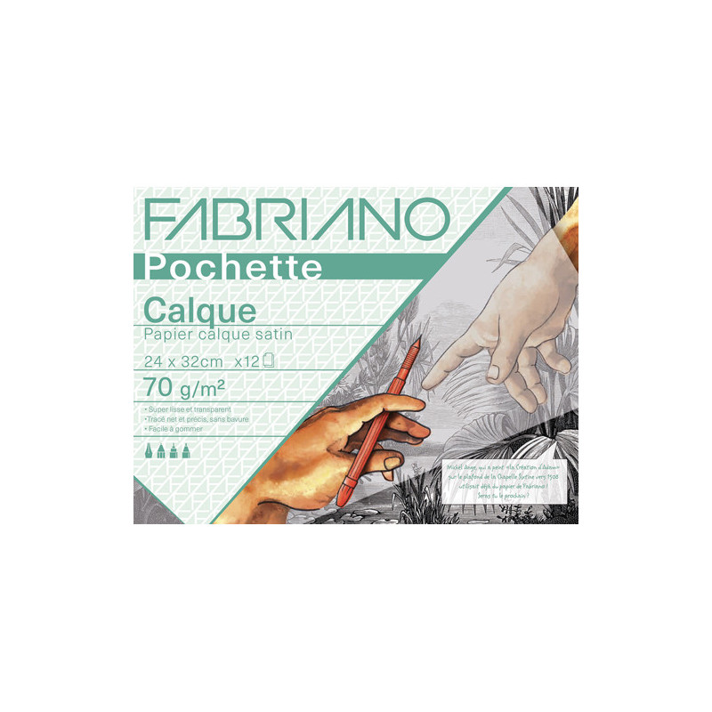 FABRIANO Pochette scolaire de 12 feuilles de papier calque 70g 24X32 cm