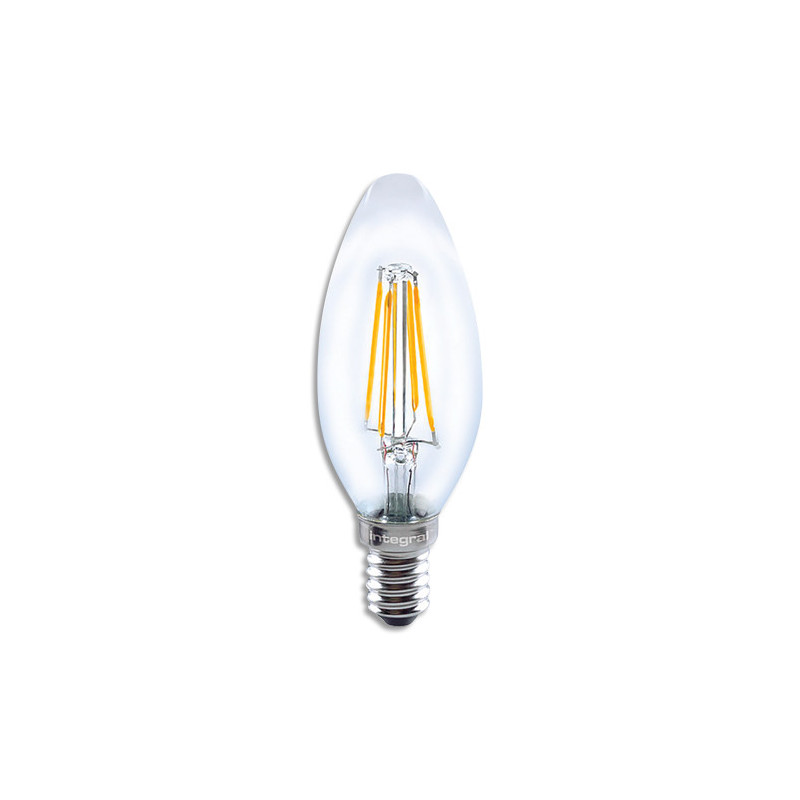 INTEGRAL Ampoule LED Candle E14, 4 Watts 2700 Kelvin 420/470 Lumen, angle d'éclairage 300/330. Clair