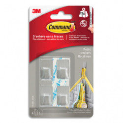 COMMAND Blister de 4 crochets Command métalliques gris. Support Mural. Puissance de maintien: 250 g