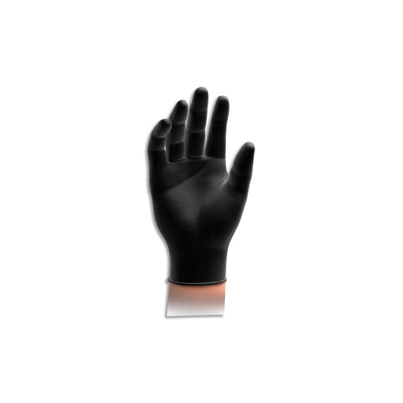 Boîte de 50 gants nitrile non poudrés GoGrip avec picot 6,5gr. Coloris noir. Taille M