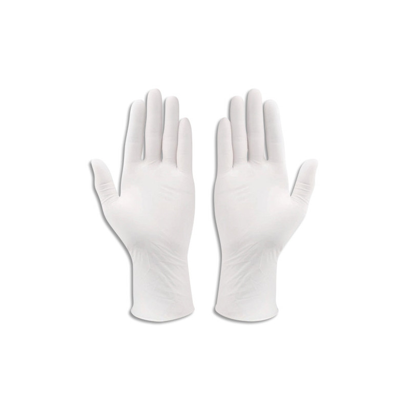 Gants en latex non poudrés non stériles, ambidextres. Bout du doigt texturé. Couleur Blanc. Taille S