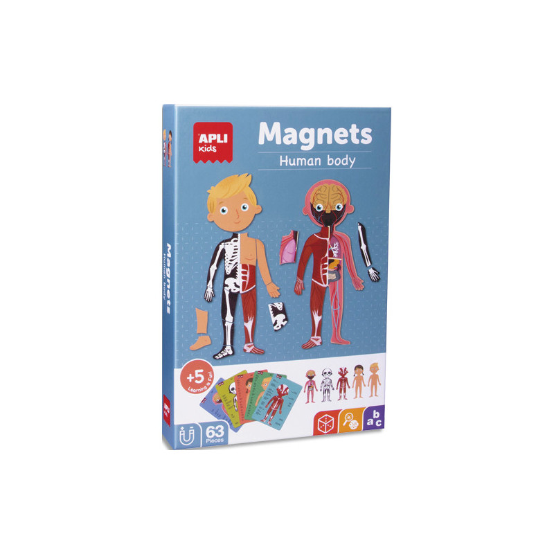 APLI KIDS Boîte de 63 magnets pour apprendre le corps humain