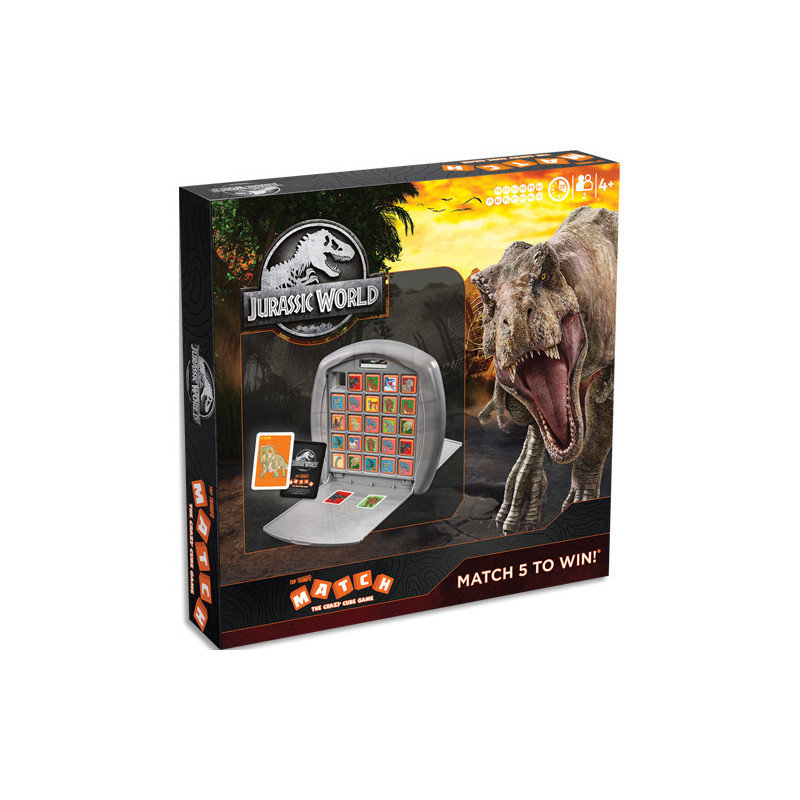 MATCH Jeux de société Match Jurassic World - Jeux de stratégie - Aligner 5 cubes identiques pour gagner