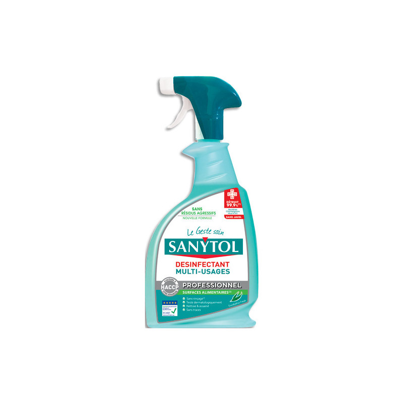 SANYTOL Spray nettoyant et désinfectant multi-usage 750 ml. Bactéricide, fongicide et virucide