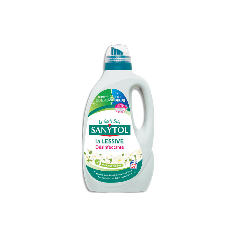 SANYTOL Lessive désinfectante fleurs blanches 2,85 l