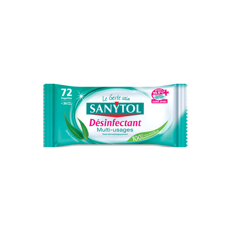 SANYTOL Paquet de 72 lingettes désinfectantes multi-usage