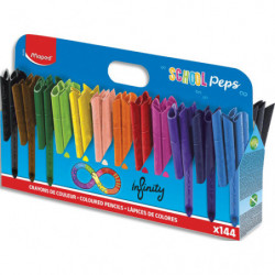 MAPED Schoolpack de 144 crayons de couleurs INFINITY. Ne se taille pas. Corps creux et pointe biseautée