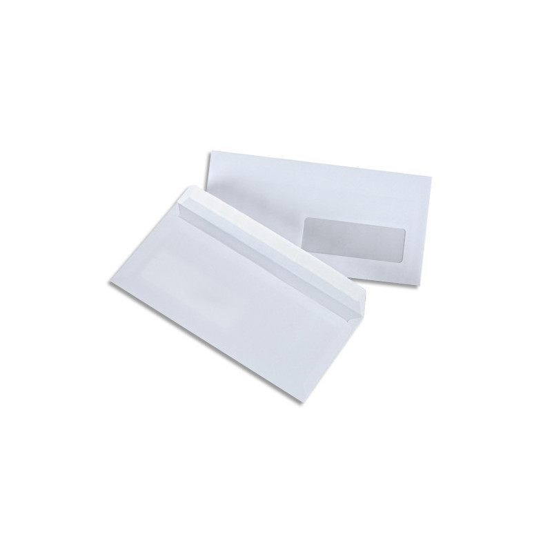 Boîte de 500 enveloppes Blanches auto-adhésives 100g format DL 110X220 mm