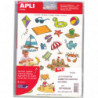 APLI Lot de 36 feuilles de gommettes, 12 thèmes assortis