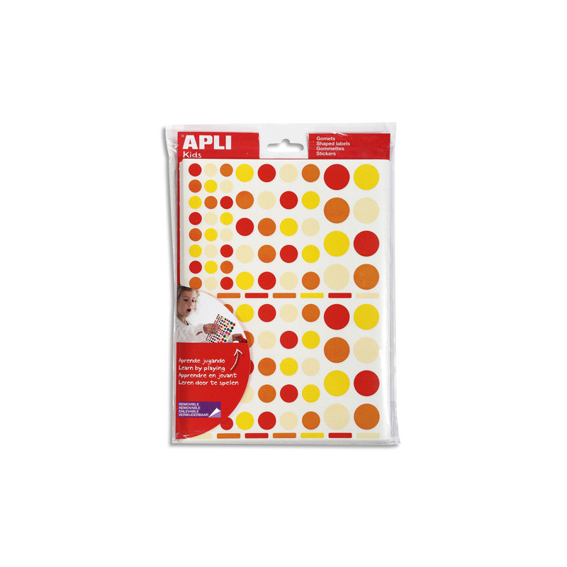 APLI Sachet de 60 feuilles de gommettes enlevables rondes et carrées, camaieu assorti