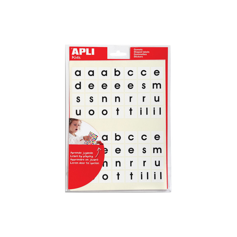 APLI sachet de 5 feuilles de gommettes alphabet