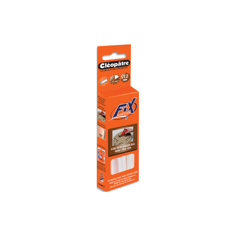 CLEOPATRE Blister 12 recharges spéciales bois pour mini pistolet colle