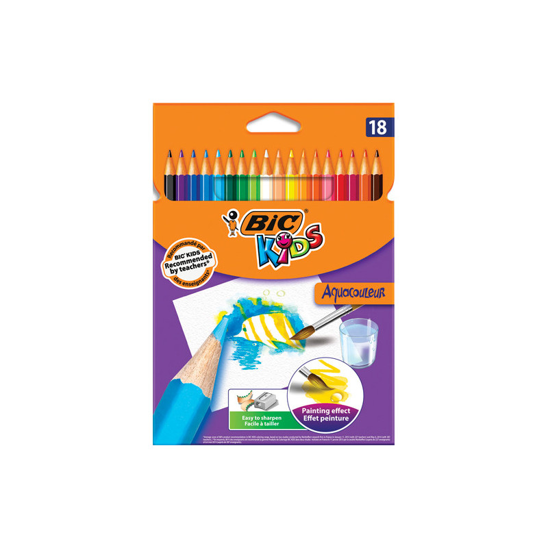 BIC Etuis de 18 crayons de couleur Aquacolor