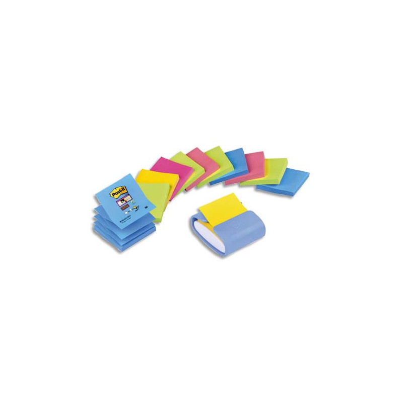 POST-IT Dévidoir z-notes Super Sticky Post-it® PRO Bleu Pervenche + 12 blocs 76x76 mm, 90F.