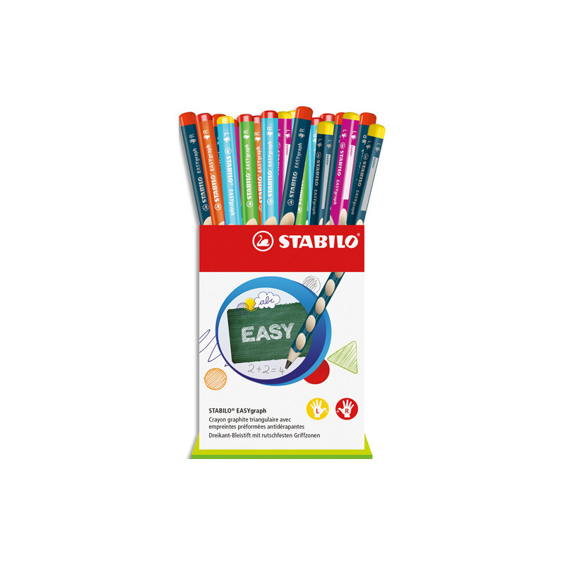 STABILO Godet de 36 crayons graphite EASYgraph (Nouveaux coloris) assortis