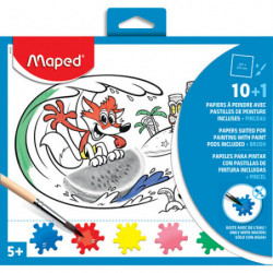 MAPED Pochette de 10 feuilles de papier à peindre avec capsule, coloris assortis