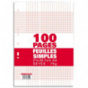 Sachet de 100 pages copies simples grand format A4 grands carreaux Seyès 70g perforées