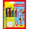 STABILO Etui carton x 5 crayons multi-talents STABILO woody 3 in 1 duo + 1 taille-crayon