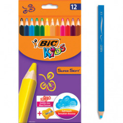 BIC Kids SUPERSOFT Etui de 12 crayons de couleur