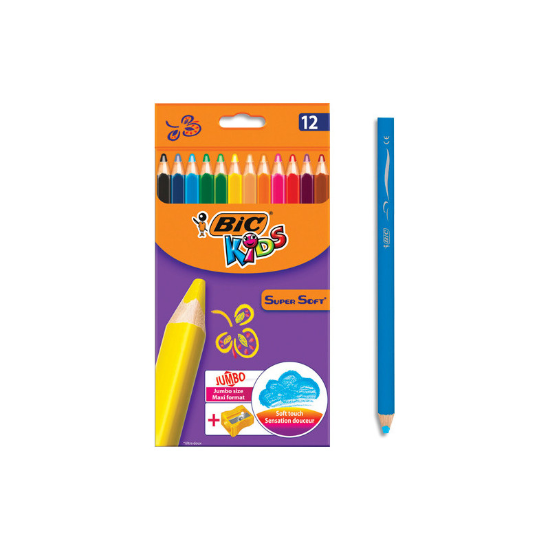 BIC Kids SUPERSOFT Etui de 12 crayons de couleur