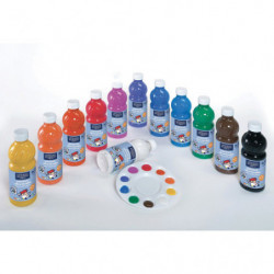 LEFRANC & BOURGEOIS Gouache liquide - flacon 500 ml x 12 - couleurs assorties - ultra lavable