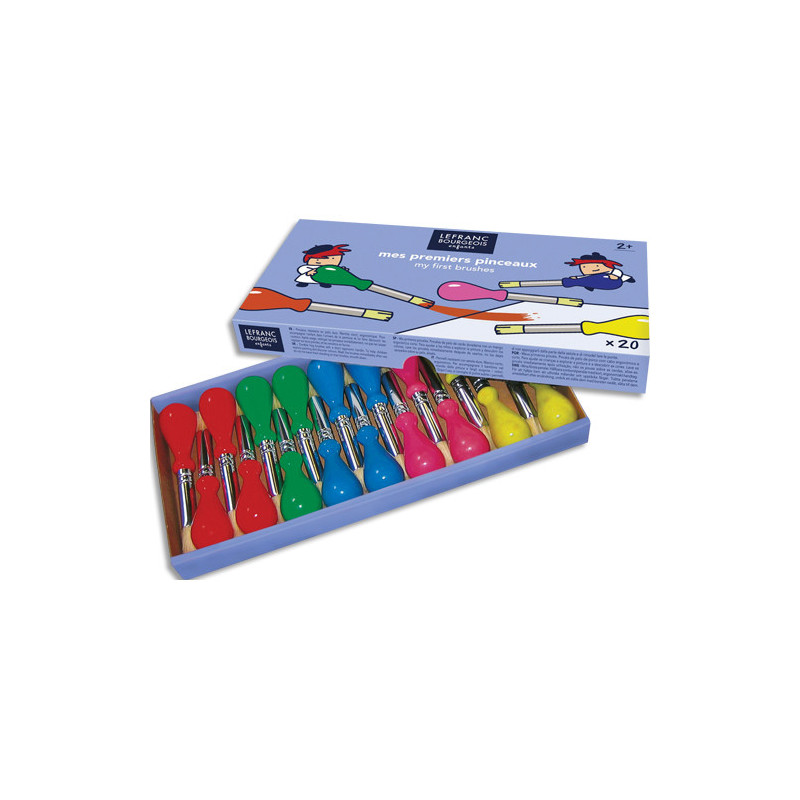 LEFRANC & BOURGEOIS Schoolpack de 20 pinceaux - mes premiers pinceaux - couleurs assorties