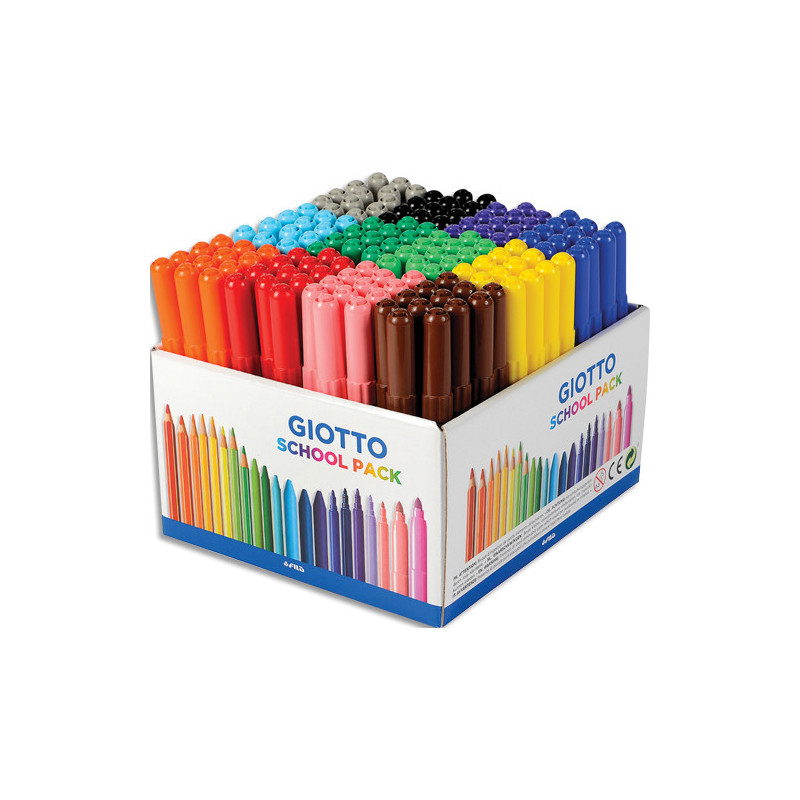 GIOTTO Schoolpack de 144 feutres Turbo Maxi pointe large couleurs assorties