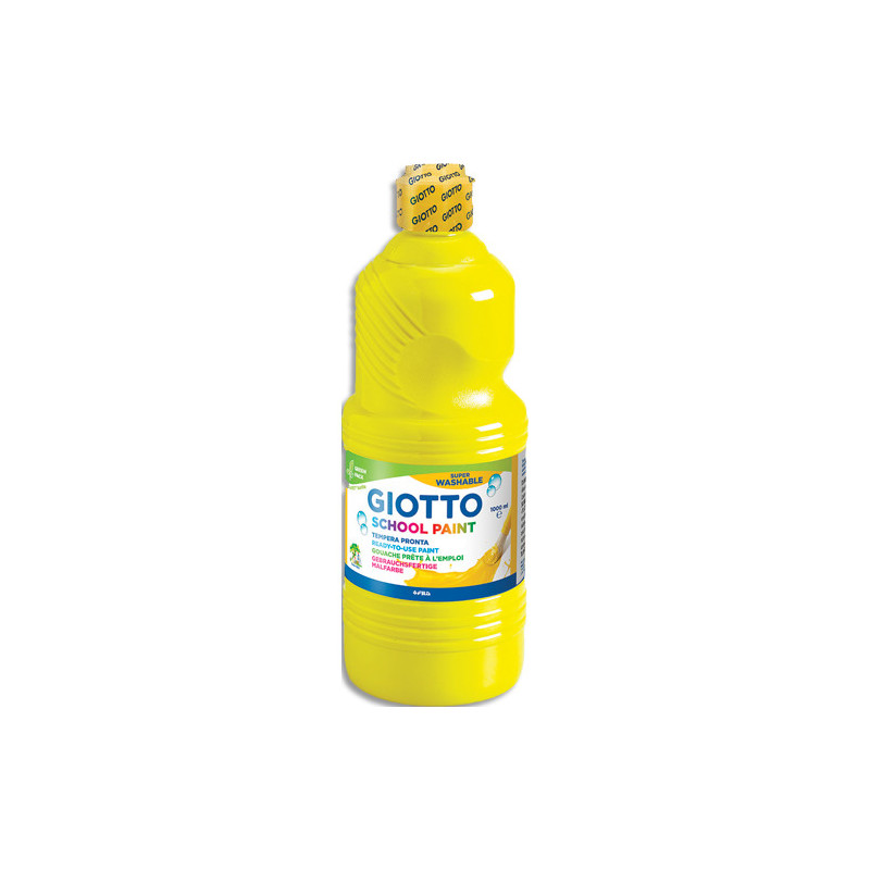 GIOTTO Flacon d'1 litre de gouache liquide de couleur jaune ultra lavable