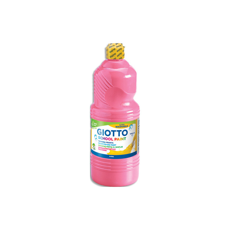 GIOTTO Flacon d'1 litre de gouache liquide de couleur rose ultra lavable