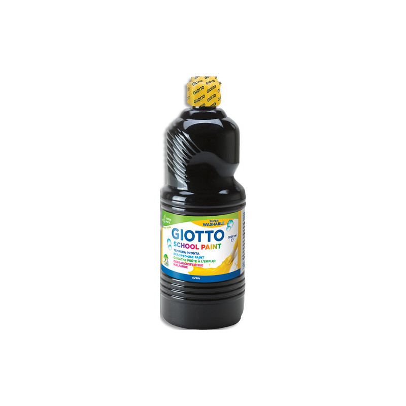 GIOTTO Flacon d'1 litre de gouache liquide de couleur noir ultra lavable