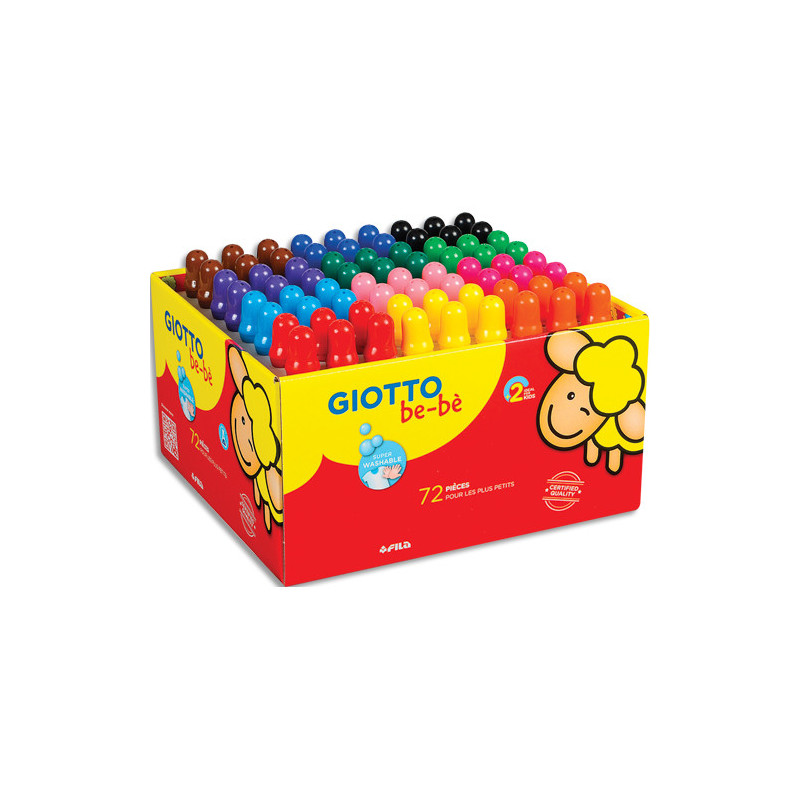 GIOTTO BE-BE, Schoolpack de 72 crayons de couleur maxi bois, mine large 7 mm