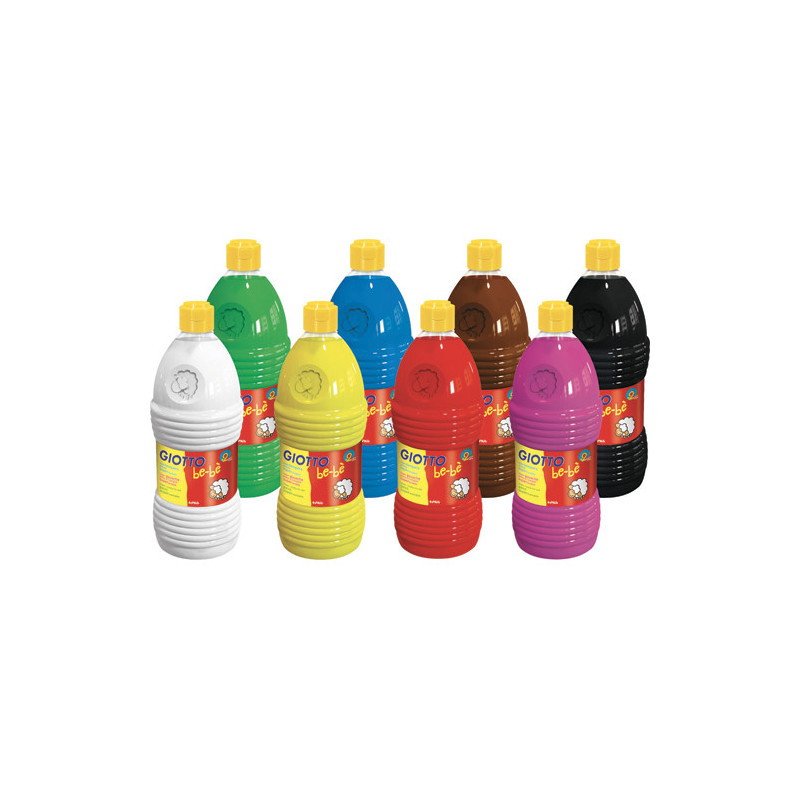 GIOTTO BE-BE, 8 flacons d'1 litre de gouache liquide, couleurs assorties ultra lavable