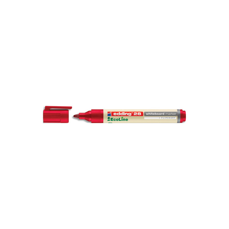 EDDING 28 EcoLine, marqueurs éco-responsable pour tableaux blancs pointe ogive, couleur rouge