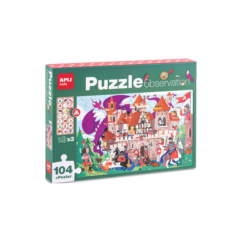 APLI KIDS Puzzle d'observation sur le thème du château. 104 pièces. À partir de 5 ans.